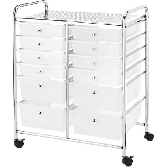 Whitmor Chrome and Plastic 12-Drawer Storage Cart