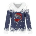 thumbnail image 4 of Women Christmas Outfit Festive Holiday Long Sleeve T-Shirt For Women Soft Comfortable Daily Wear Relaxed Fit Blouse Seasonal Celebration Cozy Outfit Blue 3XL, 4 of 4