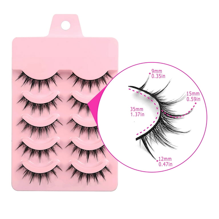 Manga Lashes Natural Look False Eyelashes Anime Lashes Mink Wispy Fluffy  Spiky 3D Volume Eyelashes Pack Korean Japanese Asian Cosplay Fake Eyelashes