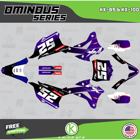 Kalair GFX Graphics Kit for Kawasaki KX100 (2014-2021) Ominous Series Kalair GFX Graphics Kit for Kawasaki KX100 (2014-2021) Ominous Series
