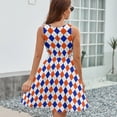 thumbnail image 6 of Orange And Blue Traditional Argyle All Over Print Sundress Sleeveless Dress Summer Women Clothes Dress for Women Dresses, 6 of 7