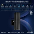 thumbnail image 7 of Luxrite Dusk to Dawn LED Modern Outdoor Wall Light, 12", Up or Up and Down Light, 3CCT 3000K-5000K, 18/24/30W, IP65, ETL, 7 of 7