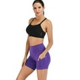 thumbnail image 5 of DODOING 2 Packs High Waist Workout Butt Lifting Yoga Shorts for Women Tummy Control Running Athletic Non See-Through Gym Casual Elastic Short Pants, Black+Purple, 5 of 7