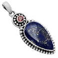 thumbnail image 3 of Lapis Lazuli - Afghanistan & Garnet 925 Sterling Silver Pendant Jewelry P-1500 SDP152882, 3 of 5