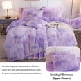 thumbnail image 6 of LIFEREVO 3 PCS Luxury Shaggy Faux Fur Duvet Cover Set Soft Fluffy Fuzzy Comforter Cover Set Ombre Marble Print Furry Bedding, 1 Long Plush Duvet Cover+2 Pillow Covers, Zipper Closure, Orchid, Queen, 6 of 8