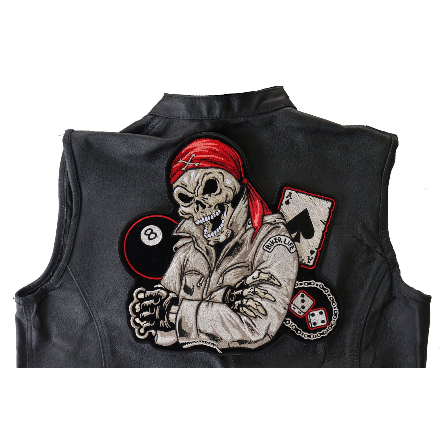 Biker Skull Patch, Large Back Patches for Jackets and Vests