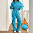 thumbnail image 4 of Women's Lounge 2 Piece Outfit Oversized Sweatshirt Wide Leg Sweatpants Sweatsuit With Pockets Royal Blue XL, 4 of 6