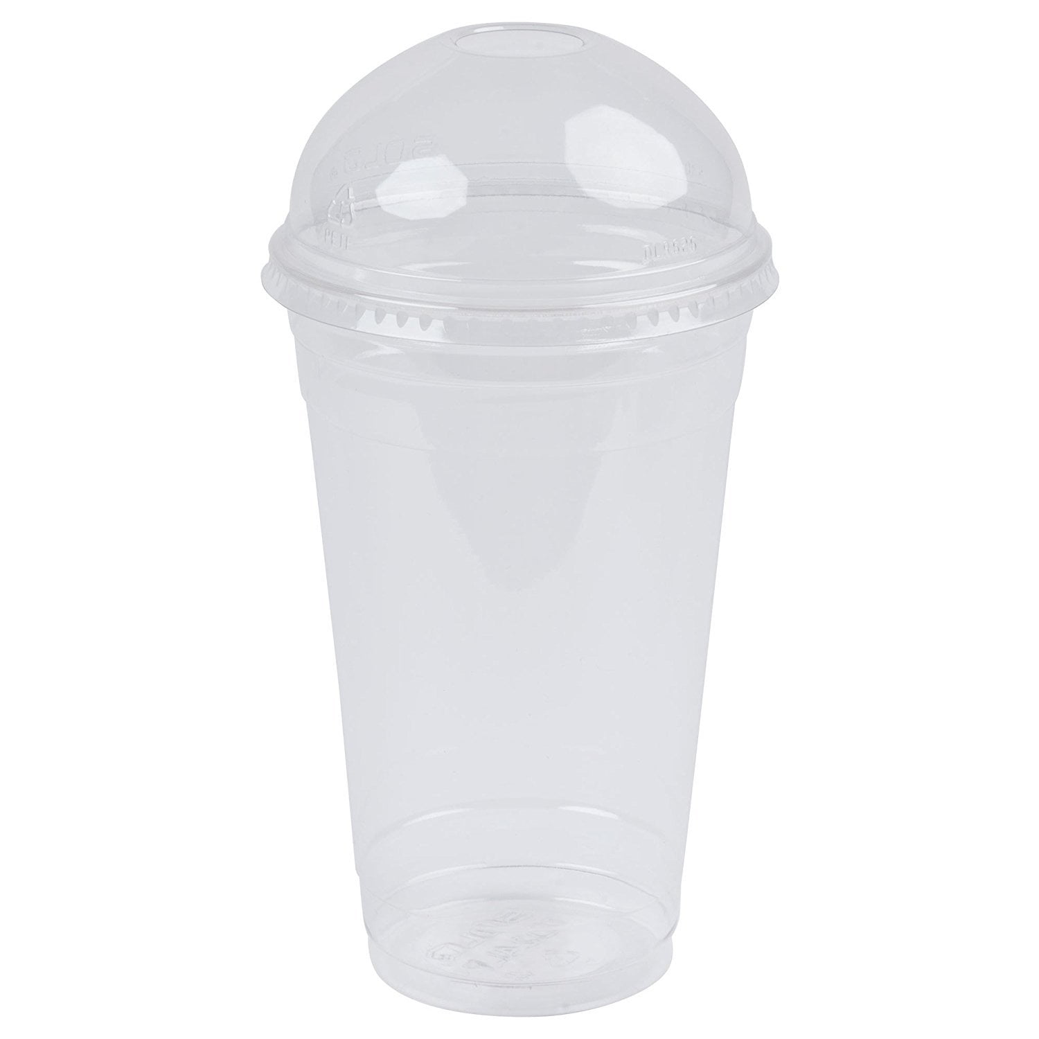 Clear Plastic Disposable Cups for Iced Coffee Bubble Boba Tea Smoothie, 16 oz - 100 Sets with Dome Lids