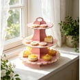 thumbnail image 5 of BiFandian 3-Tier Cardboard Cupcake Stand, Scalloped Edge Disposable Dessert Holder with Carry Handle, Foldable Pastry Display Tray for Birthday Tea Party Wedding and Holiday Snack Serving, 5 of 6