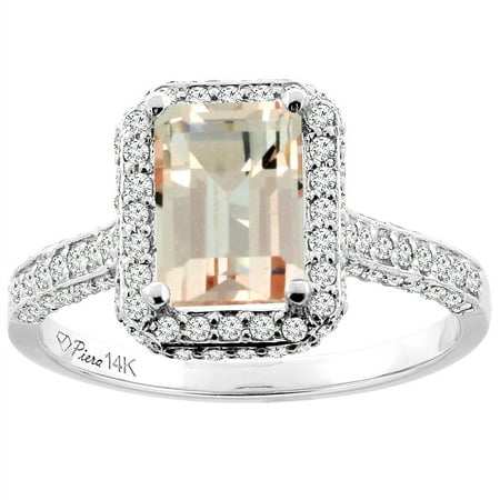 14K White Gold Natural Morganite Engagement Ring Octagon 8x6 mm, size 5  Walmart.com