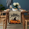 thumbnail image 2 of Brown Halloween Table Runner - 36 Inch Long, Kitchen Dining Table Runner Dresser Scarves, Spooky Pumpkins Horror Spi-der Web Farmhouse Decor for Coffee Tables Wedding Party Banquet, 2 of 8