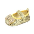 thumbnail image 2 of Lilgiuy Toddler Shoes Baby Girls Cute Bow Sequins Non-slip Soft Bottom Sandals Gold,0-6 Months Winter Clothes for 2022, 2 of 5