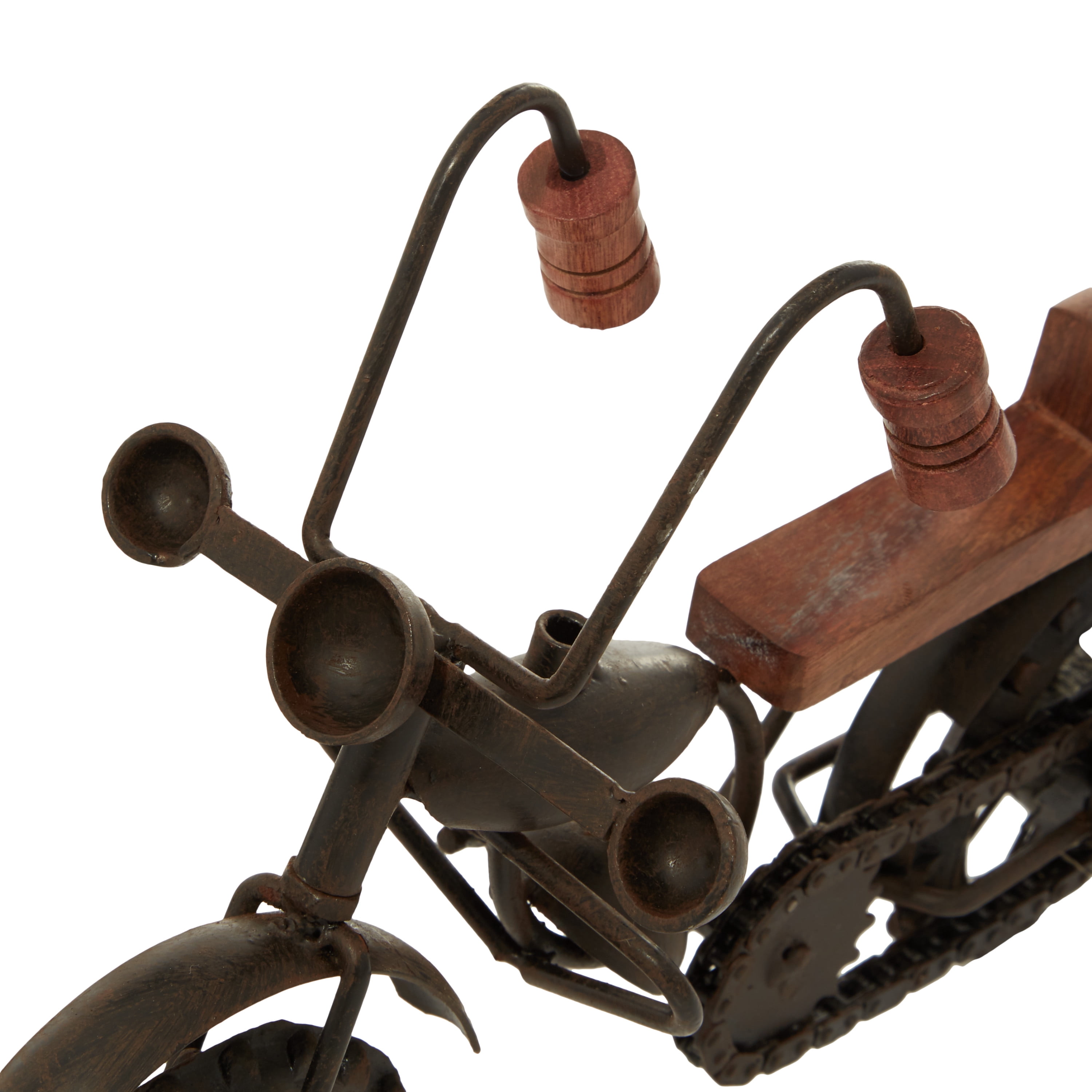 12"W, 7"H Brown Metal Motorcycle Sculpture, by DecMode (2 Count)
