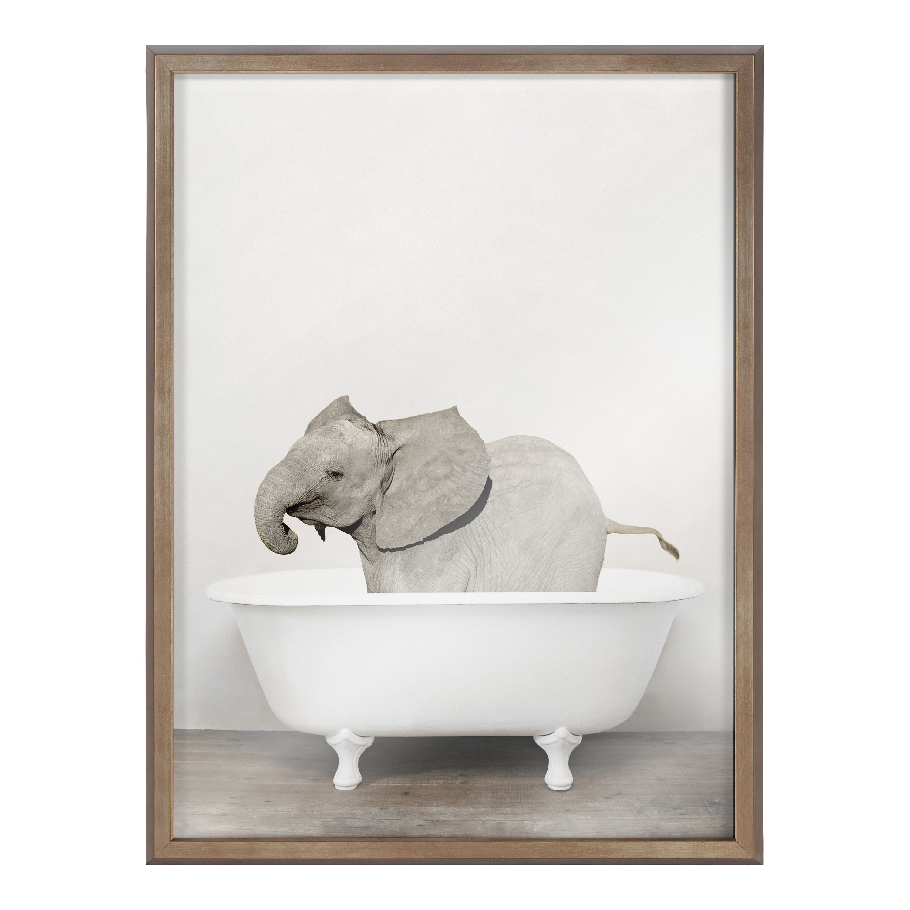 Blake Baby Elephant in the Tub Color 18 in x 24 in Framed Photography Art Prints, by Kate and Laurel