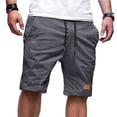 thumbnail image 2 of Kureaily Mens Casual Shorts Draw Rope Summer Beach Shorts Leather Label, 2 of 7