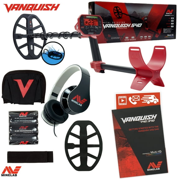 Minelab Vanquish 540 Waterproof Metal Detector with V12 12" x 9" Double-D Coil