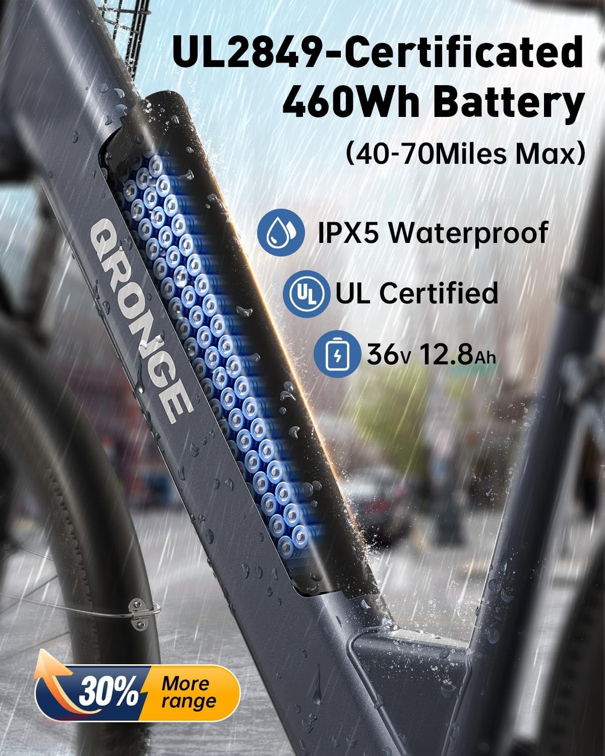 26 inch Electric Bike for Adults 1200W Peak Step Through E-Bike 70Miles Range 25 mph Max Speed Electric Bicycles 7-Speed Front Fork Suspension E-Mountain Bikes 36V 12.8AH Battery, UL2849 by SGS