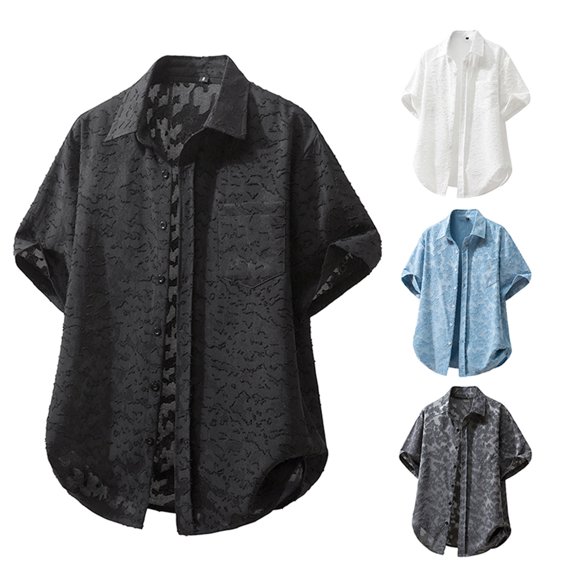 Miqool Mens Hawaiian Shirt Short Sleeve Button Down Floral Shirts Casual Beach Summer Wedding Shirts with Pocket