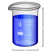 Karter Scientific 214T2, 3.3 Boro, Griffin Low Form, Glass Beaker Set - 4 Sizes - 10ml, 50ml, 100ml, 250ml
