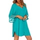 thumbnail image 2 of VISgogo Vestido de playa de gasa de color sólido con cuello en V y manga 3/4 con botones y ajuste holgado para mujer VISgogo  moda, 2 of 5