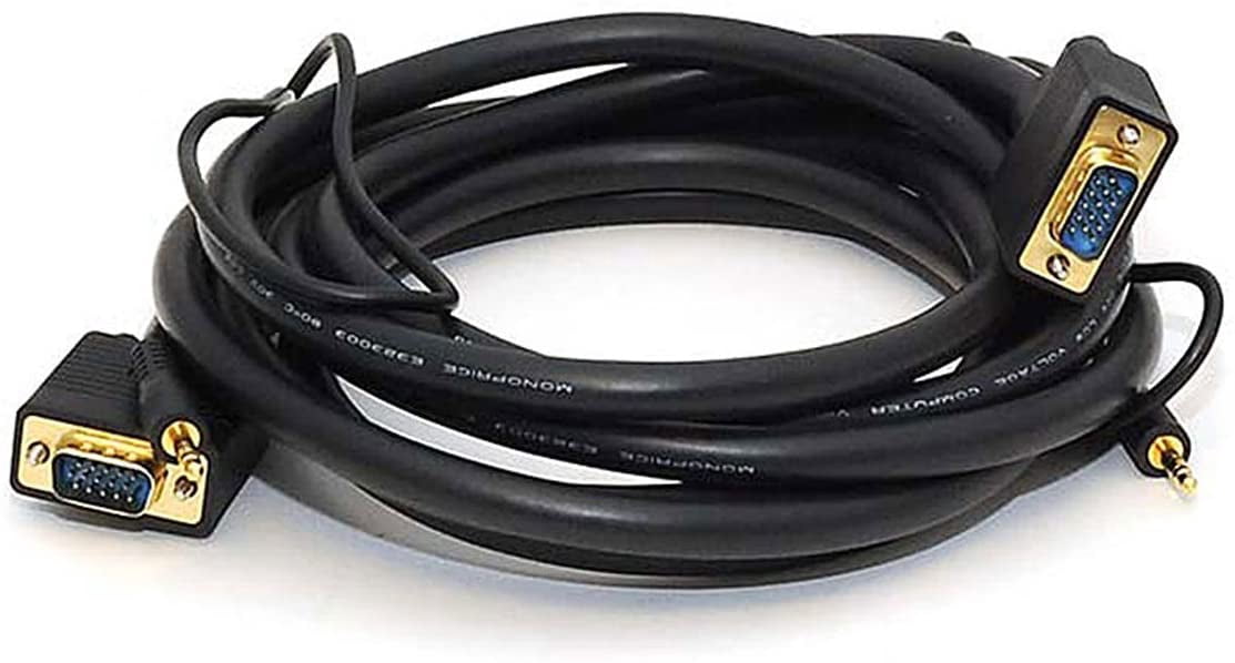 Monoprice 10Feet VGA/SVGA MaleMale Monitor Cable with Stereo Audio and Triple Shielding