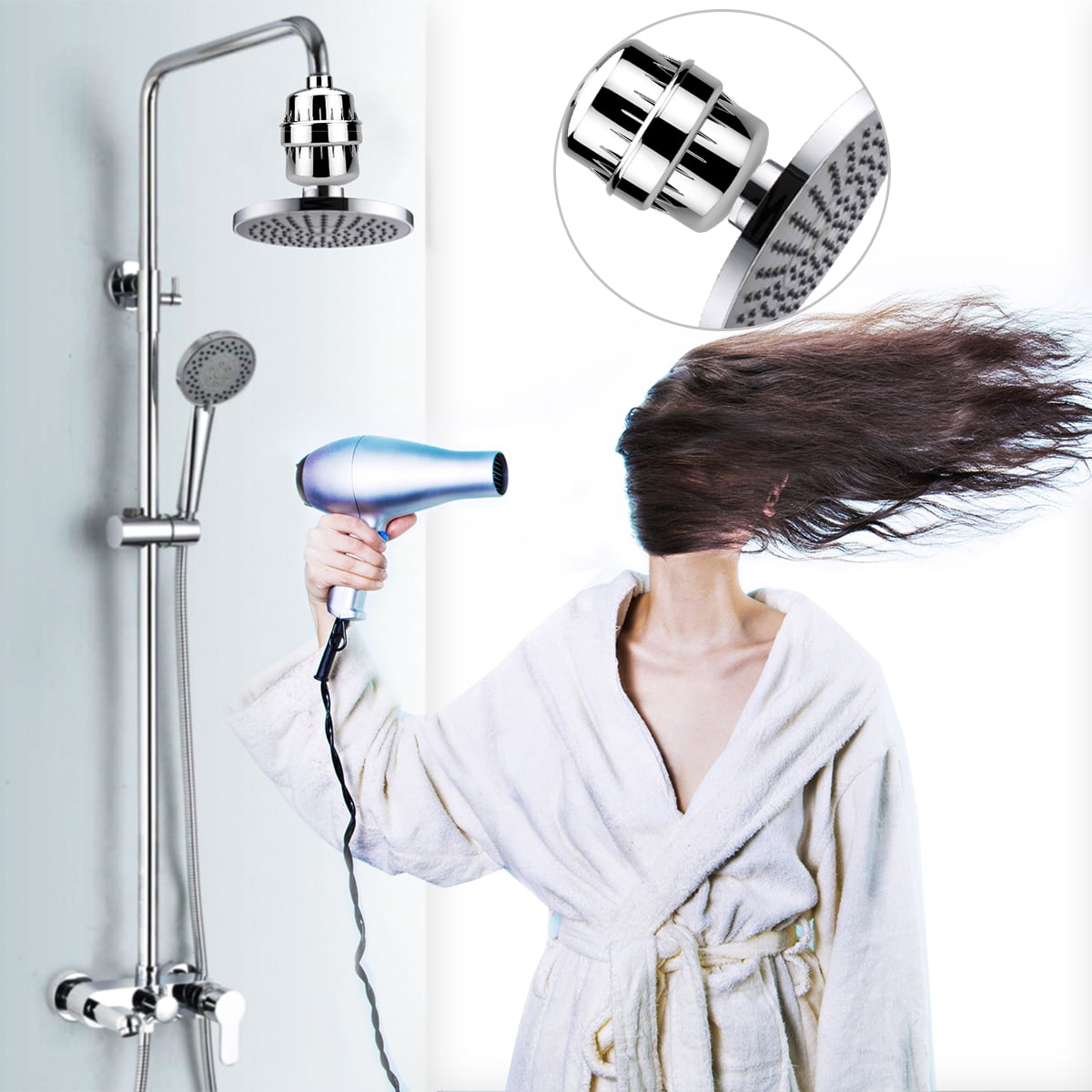 Shower Filter, ABLEGRID 15Stage Universal Shower Head Water Filter with 2 Cartridges for Hard