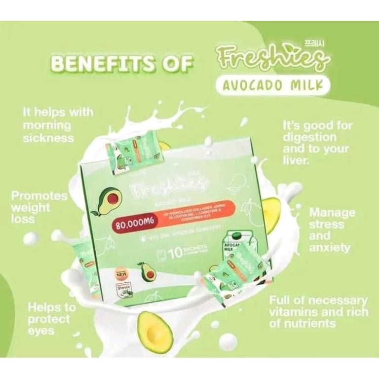 Freshies Avocado Milk Collagen Drink by Juju Glow, 10 Sachets - Walmart.com