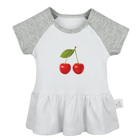 

Fruit Cherry Pattern Dresses For Baby Newborn Babies Skirts Infant Princess Dress 0-24M Kids Graphic Clothes (Gray Raglan Dresses 6-12 Months)