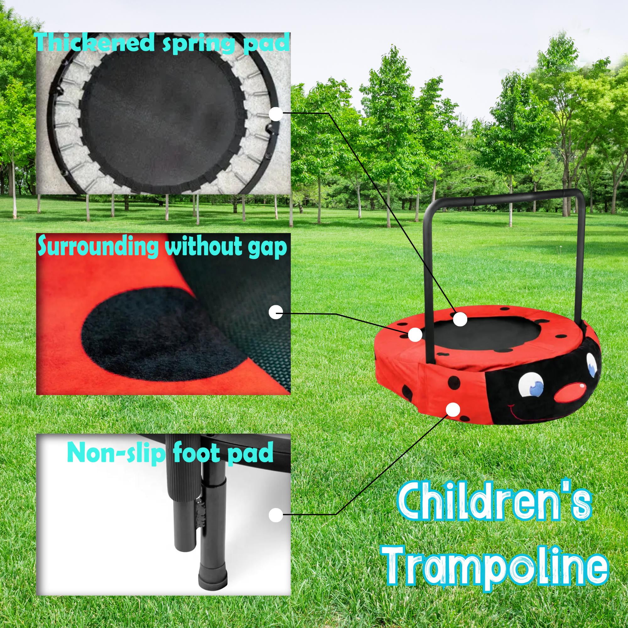 Seizeen 36’’ Kids Trampoline, Toddler Trampoline Foldable Rebounder with Handle, Mini Trampoline Ladybug Small Trampoline for Indoor Outdoor, Gift for 3-7 Years