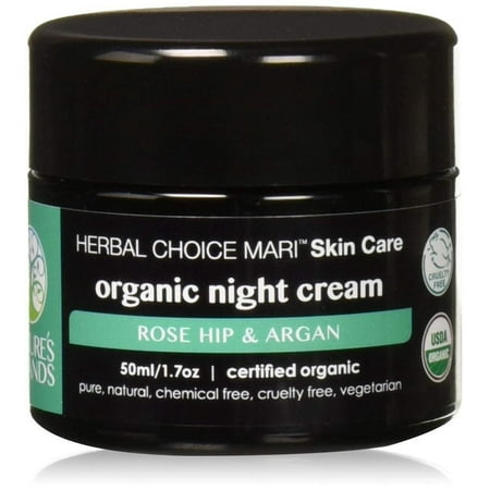 Organic Night Cream by Choice Mari (1.7 Fl Oz Glass Jar) - No Toxic Chemicals - TSA-Approved Travel Size