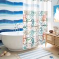 thumbnail image 5 of No Hook Shower Curtain, Teal Red Seahorse Coastal Shower Curtains for Bathroom with See Through Top Window, Vintage Nautical Beach Coral Starfish Waterproof Bath Curtain Small Stall 36"x78", 5 of 9