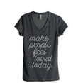 thumbnail image 1 of Make People Feel Loved Today Women's Fashion Relaxed V-Neck T-Shirt Tee Charcoal Grey X-Large, 1 of 3