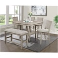 thumbnail image 5 of Modern Farmhouse Dining Table with Rotating Faux Marble Top, Beige Gray Finish, Counter Height, 5 of 6