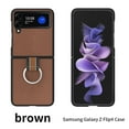 thumbnail image 1 of K-Lion Samsung Galaxy Z Flip4 Folding Case,PU Leather Backplane [Luxury Fashion Crosshatch Pattern] Metal Ring/Kickstand Slim Thin Business for Samsung Galaxy Z Flip4 6.7 inch (2022), Brown, 1 of 5
