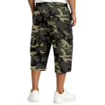 thumbnail image 7 of LTTVQM Men's Camo Capri Cargo Pants Realtree Leaf Camo Dual Side Cargo Pockets Stretch Waist Summer Fishing Casual Capri Shorts Army Green L, 7 of 7