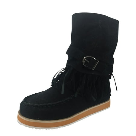 

qipaqil Ankle Fashion Boots Belt Retro Suede Fashion Boots Buckle Tassel Women s women s boots Women s Fashion Boots