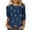 Dark Blue, variant on Women's Tops Long Sleeve Autumn Women's Printed Loose 3/4 Sleeve T-Shirt Casual Round Neck Blouse Dark Blue