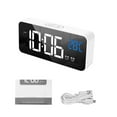 thumbnail image 1 of Inteprter Reloj con espejo LED, pantalla de temperatura USB, música de cabecera, reloj electrónico para niños y estudiantes Decoración del hogar Blanco Inteprter HA001222-01, 1 of 6