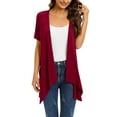 thumbnail image 2 of Manxivoo Womens Cardigan Women Floral Short Sleeve Cardigans for Women Casual Drape Open Front Lightweight Summer Cardigan with Pocket High Low Hem Womens Cardigans Fall Red, 2 of 5