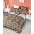 thumbnail image 5 of DaDa Bedding Rustic Earthy Cross Motif Folk Ogee Moroccan Scalloped Quilted Bedspread Set (JHW-944), 5 of 8
