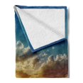 thumbnail image 2 of Clouds Soft Flannel Fleece Throw Blanket, Cool Sunset over River Horizon Landscape Phenomenal Physical Event Theme, Cozy Plush for Indoor and Outdoor Use, 60" x 80", Blue Yellow, by Ambesonne, 2 of 5