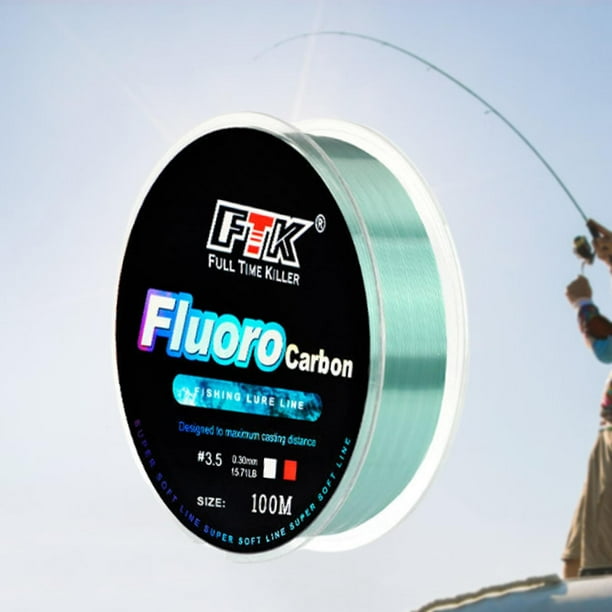 Línea de pesca de 100 m, 2 mm de diámetro, resistente, portátil, práctica, con revestimiento de fluorocarbono. verde