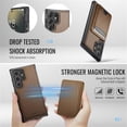 thumbnail image 3 of JEEHOOD Case For Samsung Galaxy S22 Ultra 5G, RFID Blocking, PU Leather,Compatible With MagSafe Detachable 2 In 1 Wallet With Built-in Push Card Holder,Kickstand Magnetic Protective Cover,Brown, 3 of 7