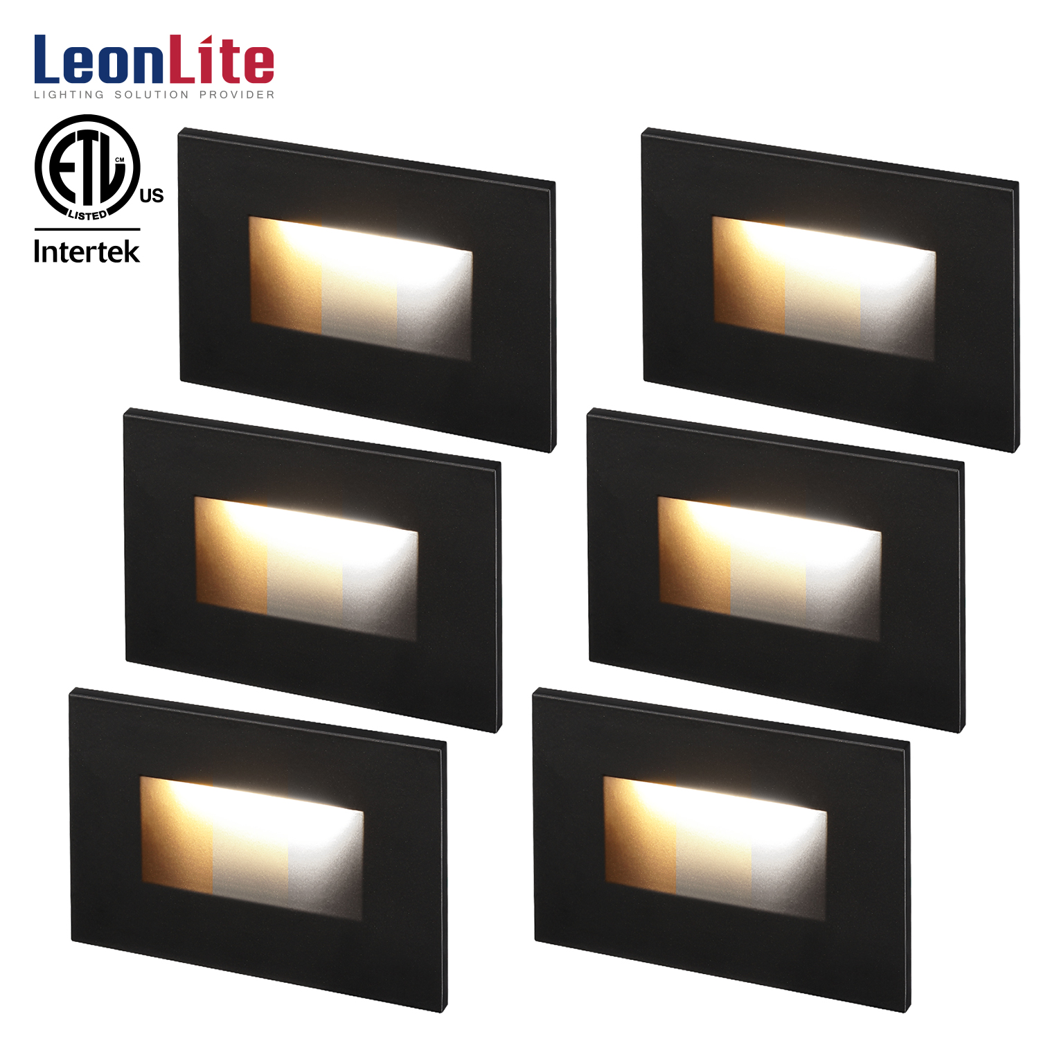 LEONLITE 6 Pack 3CCT LED Step Lights, 120V Dimmable Stair Lights Indoor