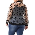 thumbnail image 3 of Agnes Orinda Women's Plus Size Sheer Jackets Long Sleeve Floral Lace Bomber Jacket 1X Apricot, 3 of 6