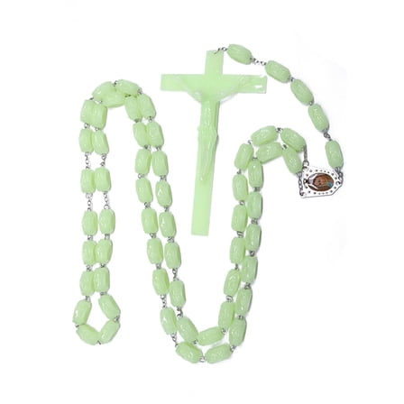 HEMLBOYW Rosary Beads Noctilucent Necklaces Glowing Rosary Necklaces Catholicism Religious Jewelry Party for Prayer Plastic