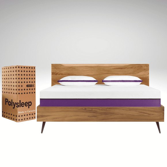 Polysleep Matelas en Mousse Mémoire Antimicrobienne avec Surmatelas Rafraîchissant - Housse Respirante Anti-Liquides, 100 % Fabriqué au Canada, Lit Hybride Haut de Gamme en Boîte