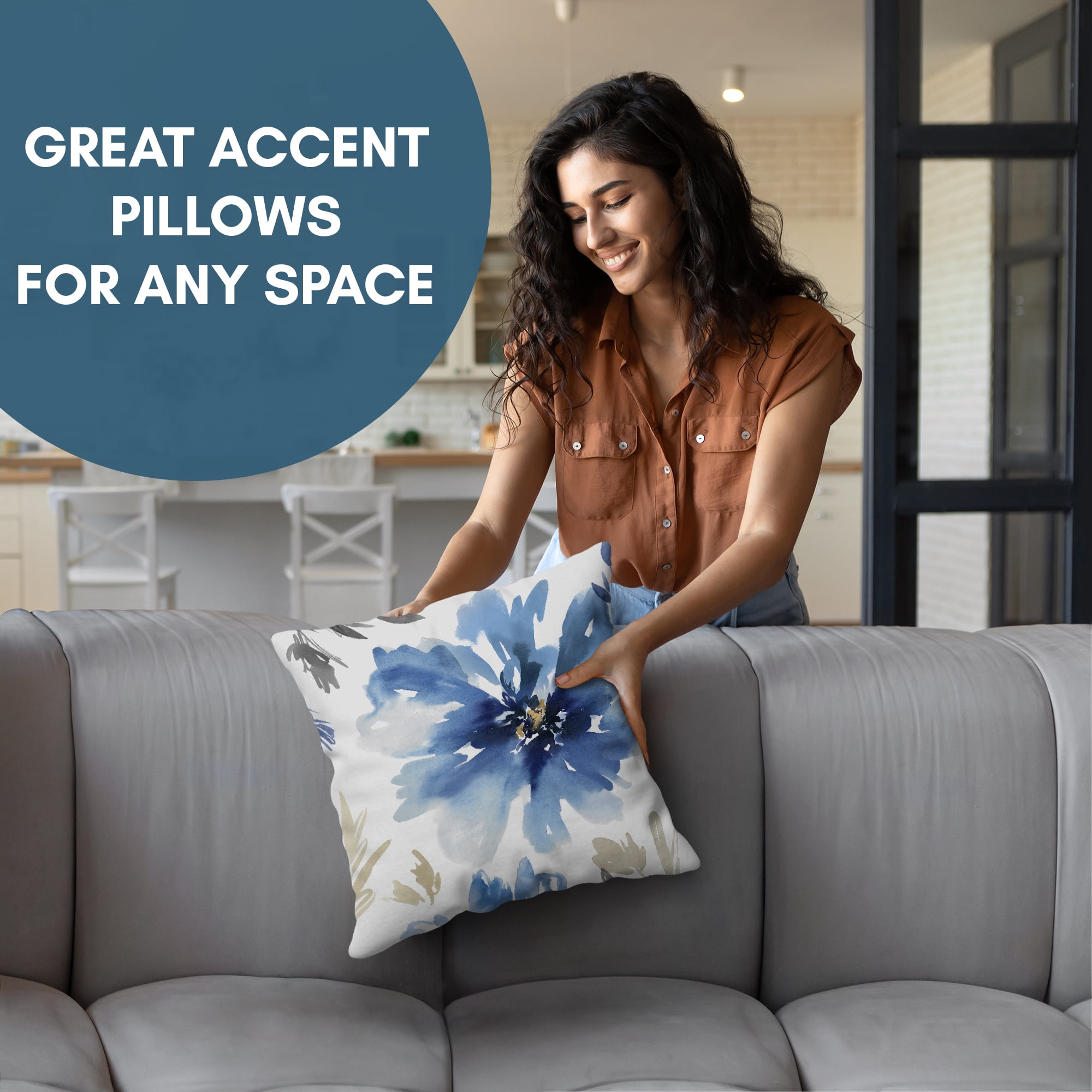 Americanflat 16"x16" Floral Throw Pillow with Premium Polyester