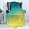 thumbnail image 4 of Aqua Ombre Soft Flannel Fleece Throw Blanket, Yellow and Aqua Color Palette Color Changes Mosaic Like Polygonal Design, Cozy Plush for Indoor and Outdoor Use, 50" x 60", Multicolor, by Ambesonne, 4 of 5