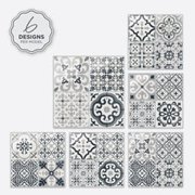 Smart Tiles Peel and Stick Backsplash, 5 Adhesive Tiles, Vintage Black/Grey/White, 9x9